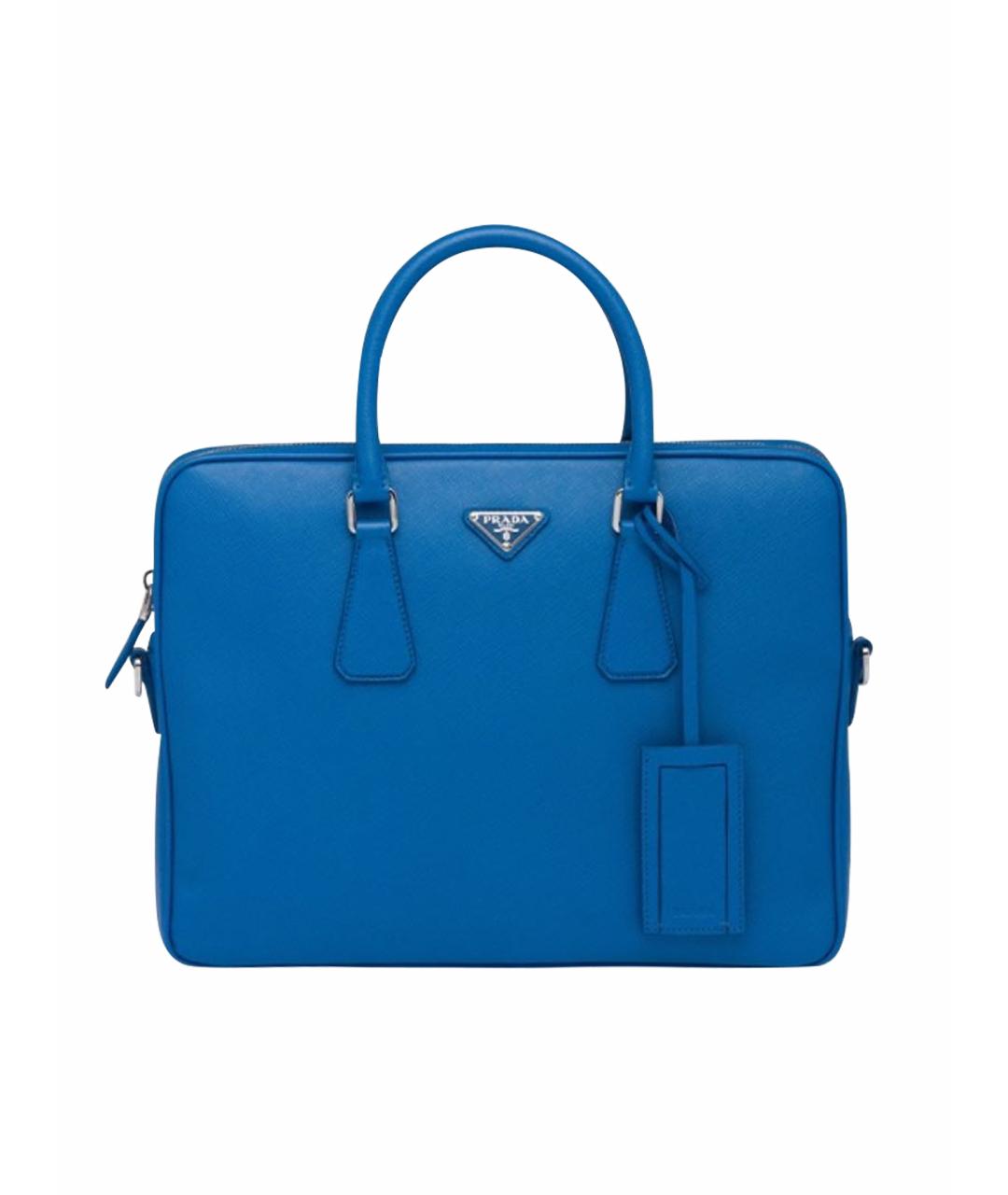 PRADA Синий кожаный портфель, фото 5