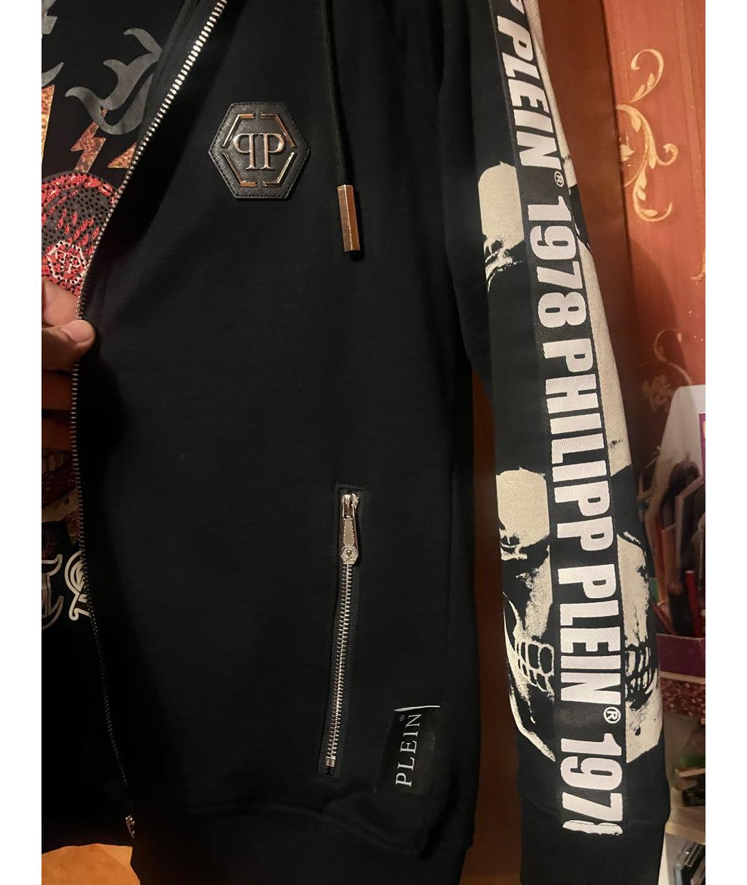 PHILIPP PLEIN Черный хлопковый спортивный костюм, фото 6