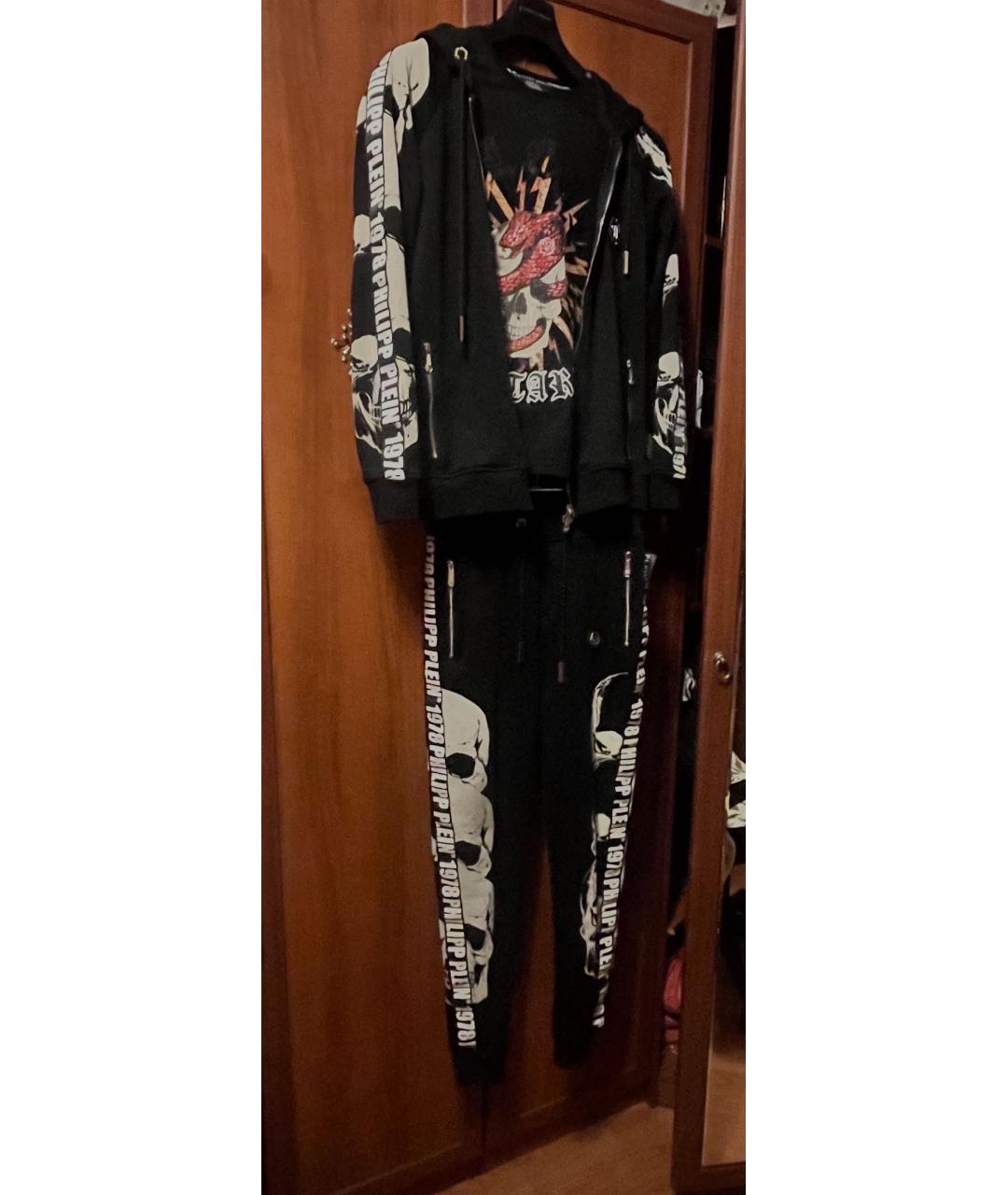 PHILIPP PLEIN Черный хлопковый спортивный костюм, фото 5