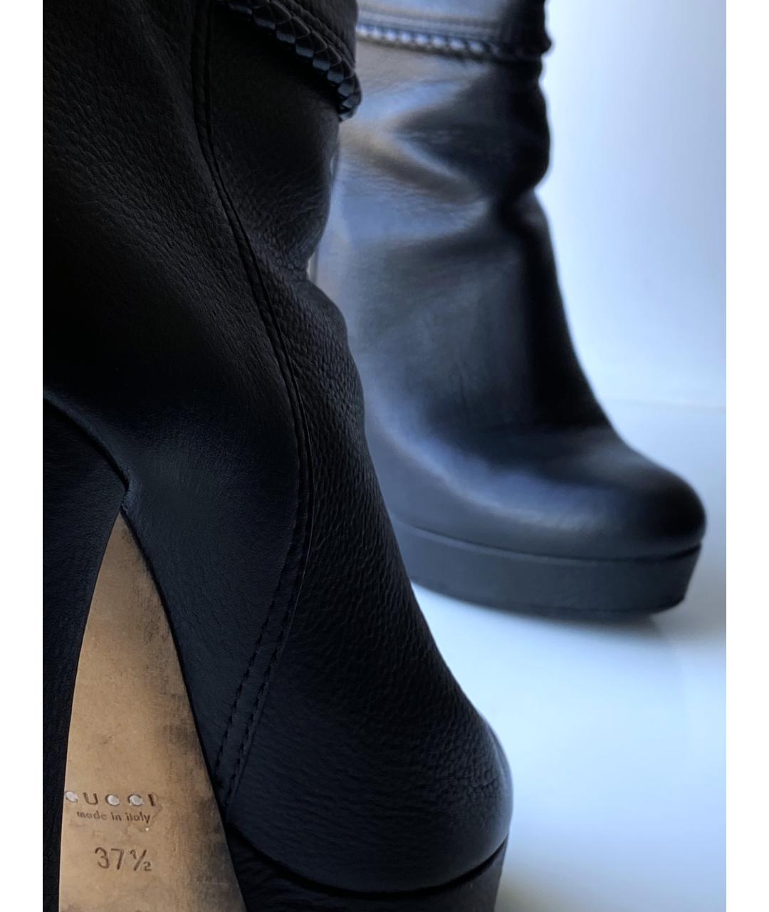 GUCCI Черные кожаные сапоги, фото 5