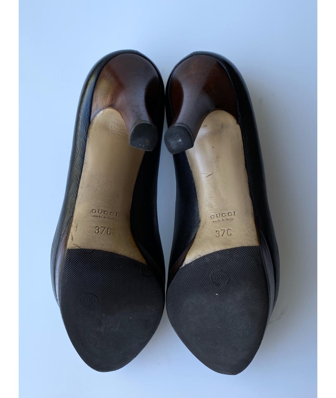 GUCCI Черные кожаные туфли, фото 4