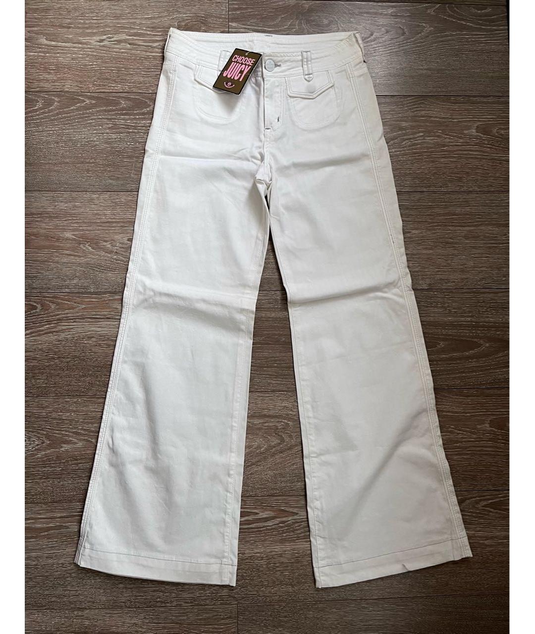 JUICY COUTURE Белые хлопко-эластановые джинсы клеш, фото 9