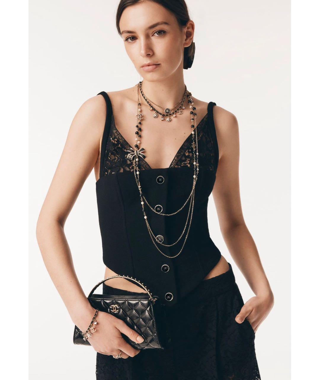 CHANEL Черная креповая майка, фото 5
