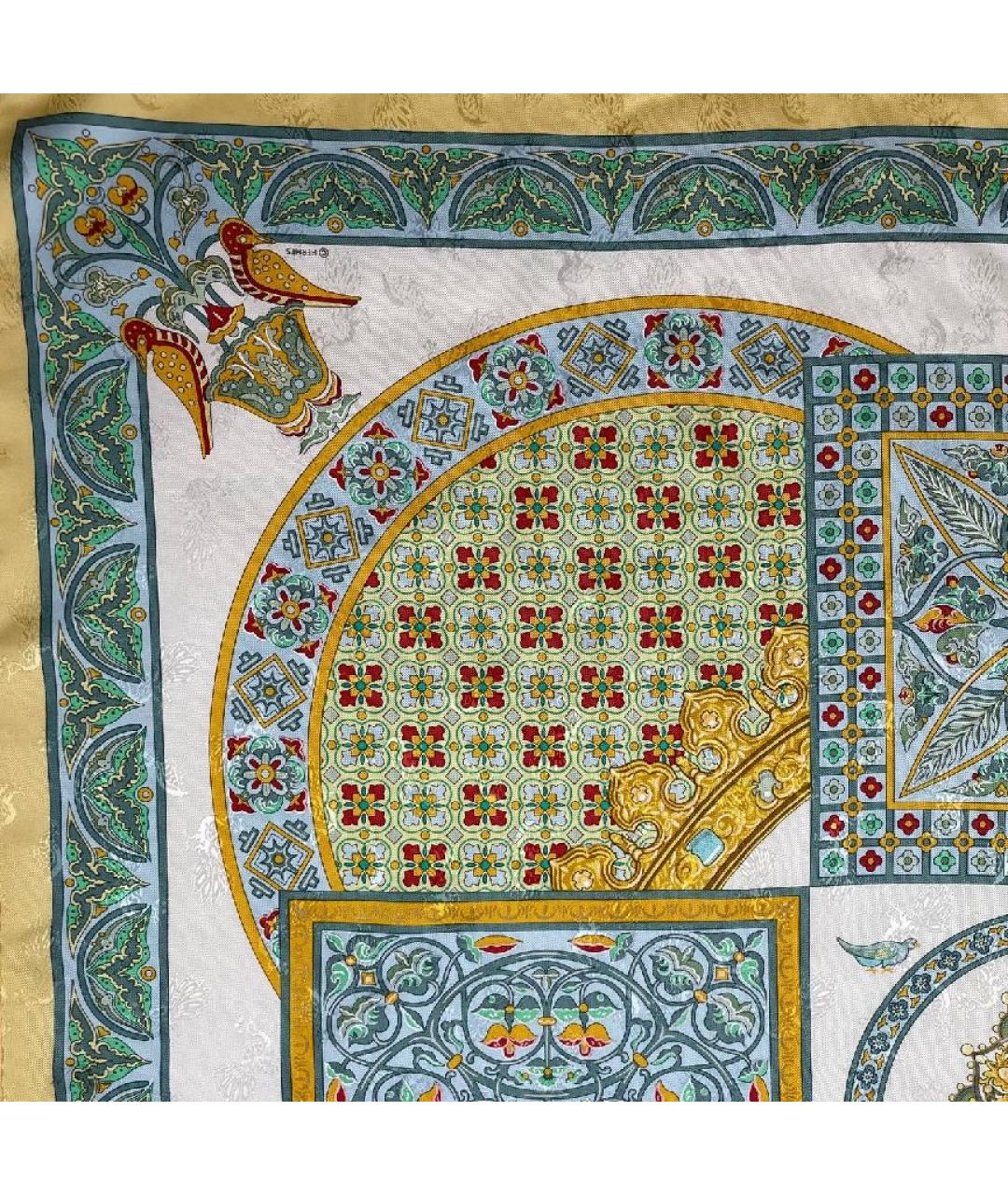 HERMES Желтый шелковый платок, фото 5