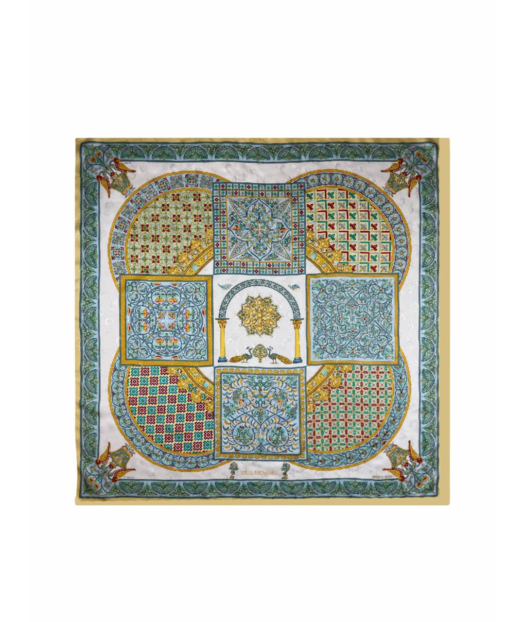 HERMES Желтый шелковый платок, фото 1