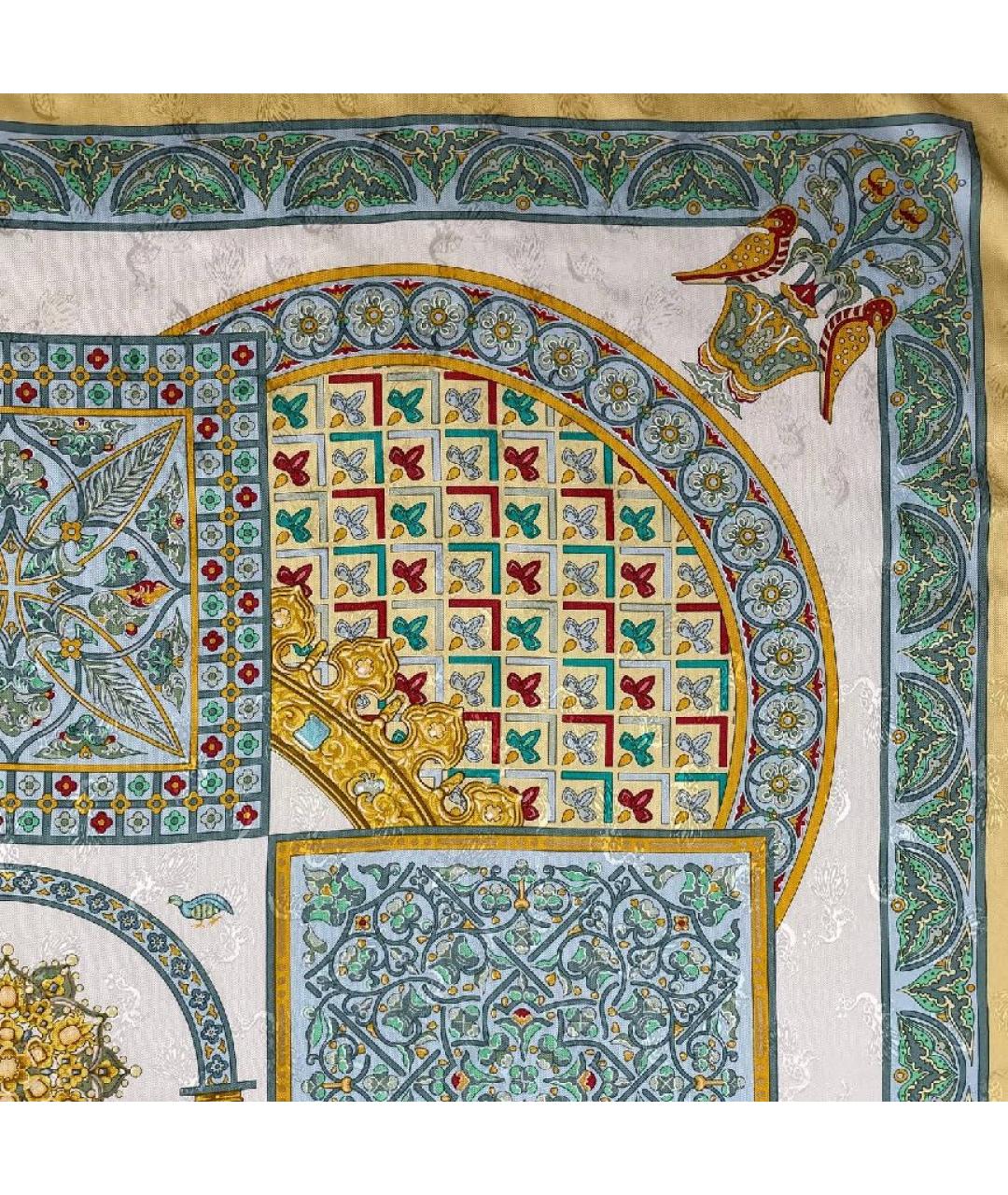 HERMES Желтый шелковый платок, фото 6