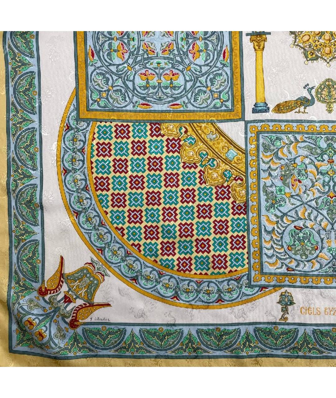 HERMES Желтый шелковый платок, фото 4