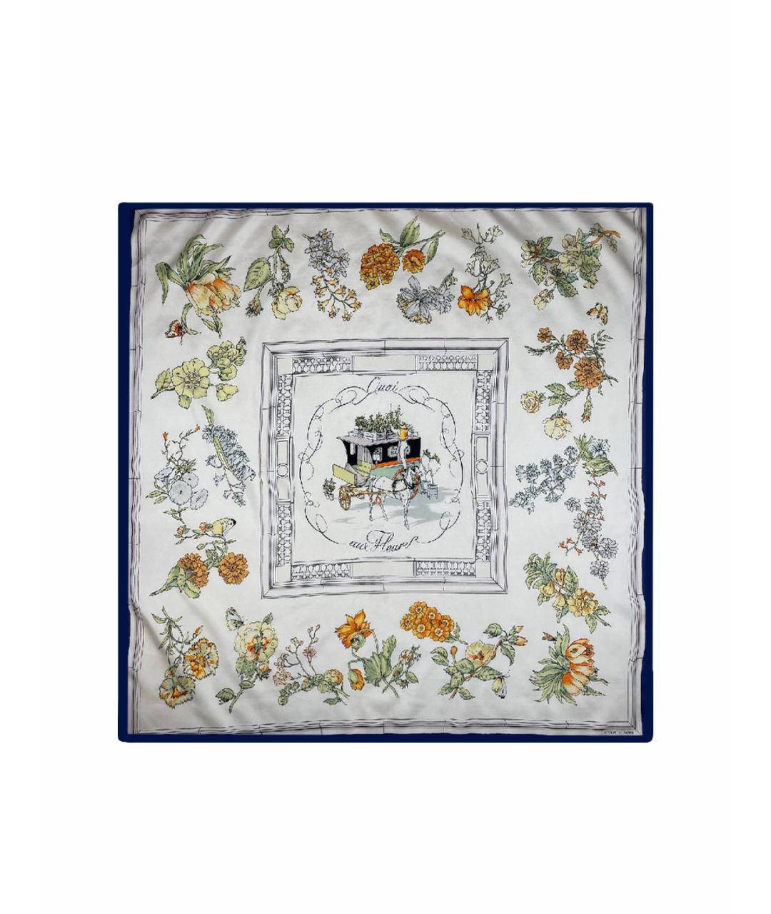 HERMES Синий шелковый платок, фото 1