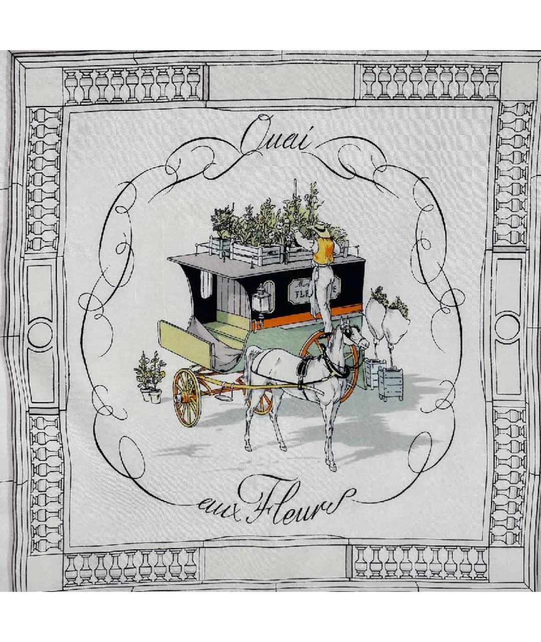 HERMES Синий шелковый платок, фото 3