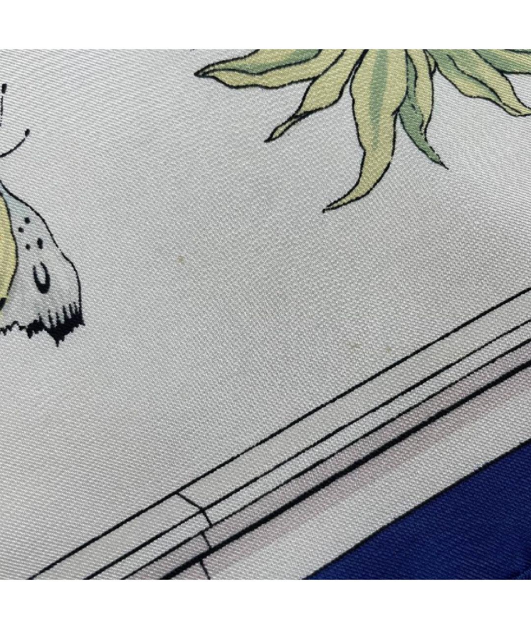 HERMES Синий шелковый платок, фото 5