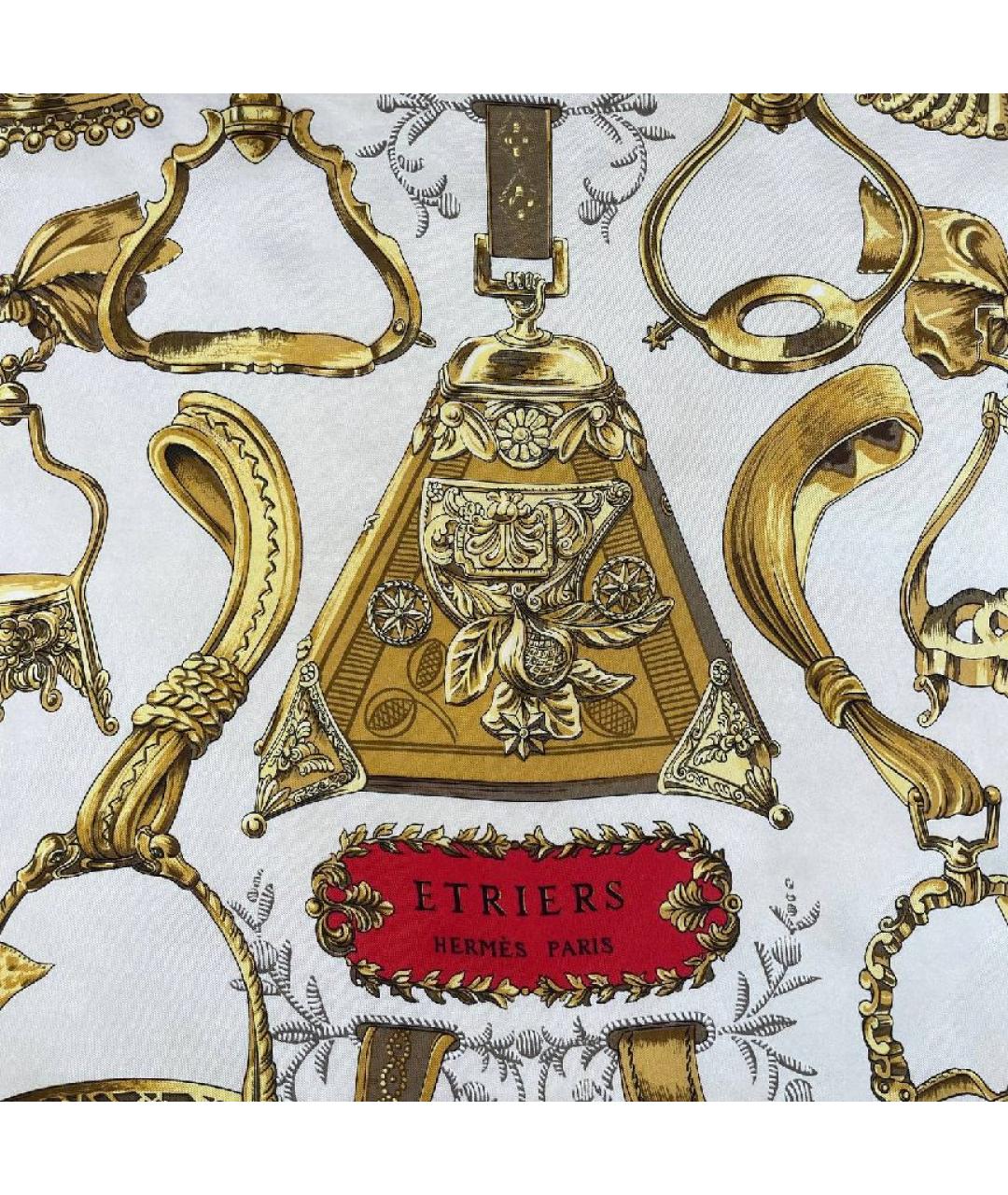 HERMES Красный шелковый платок, фото 2