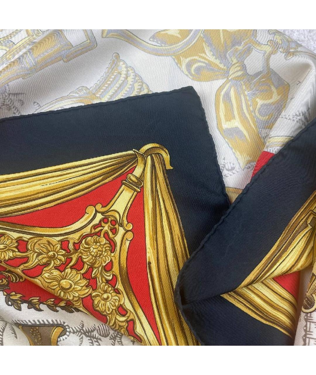 HERMES Красный шелковый платок, фото 4