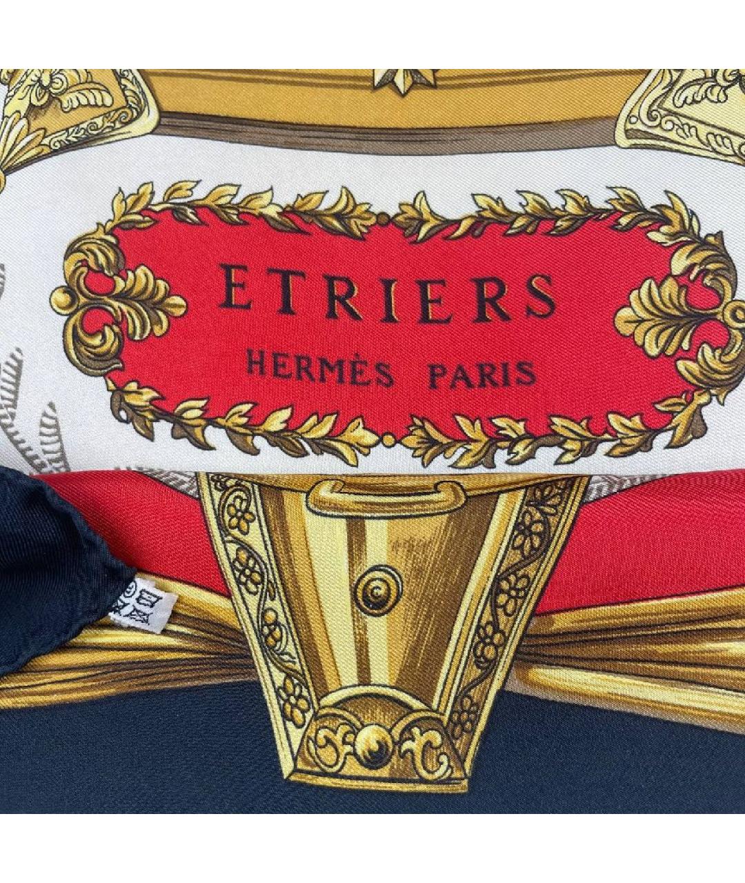 HERMES Красный шелковый платок, фото 3