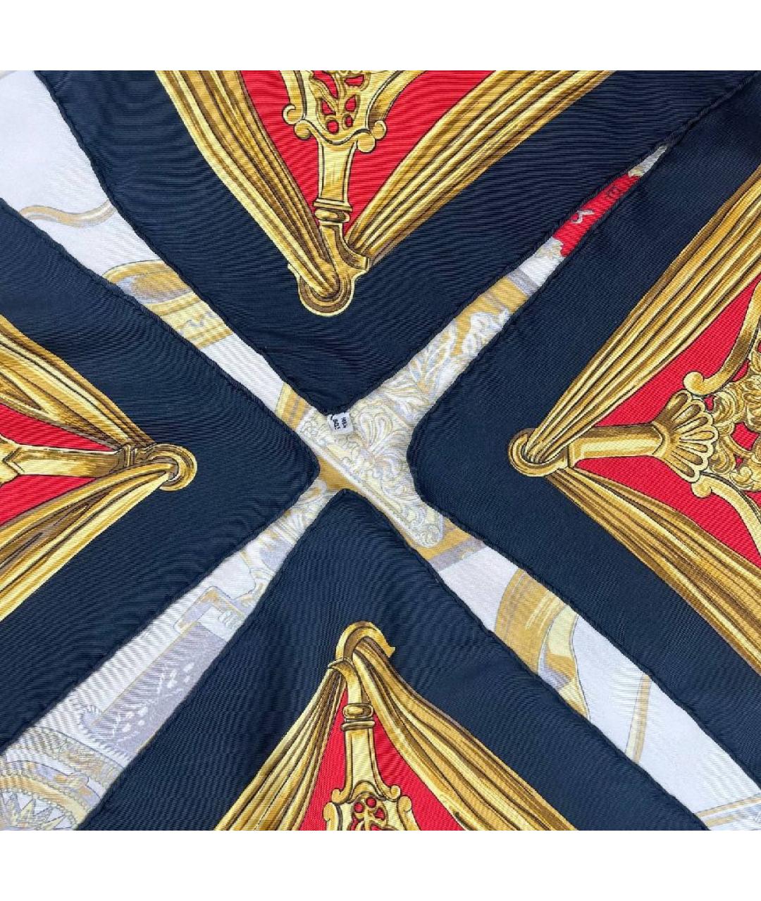 HERMES Красный шелковый платок, фото 6