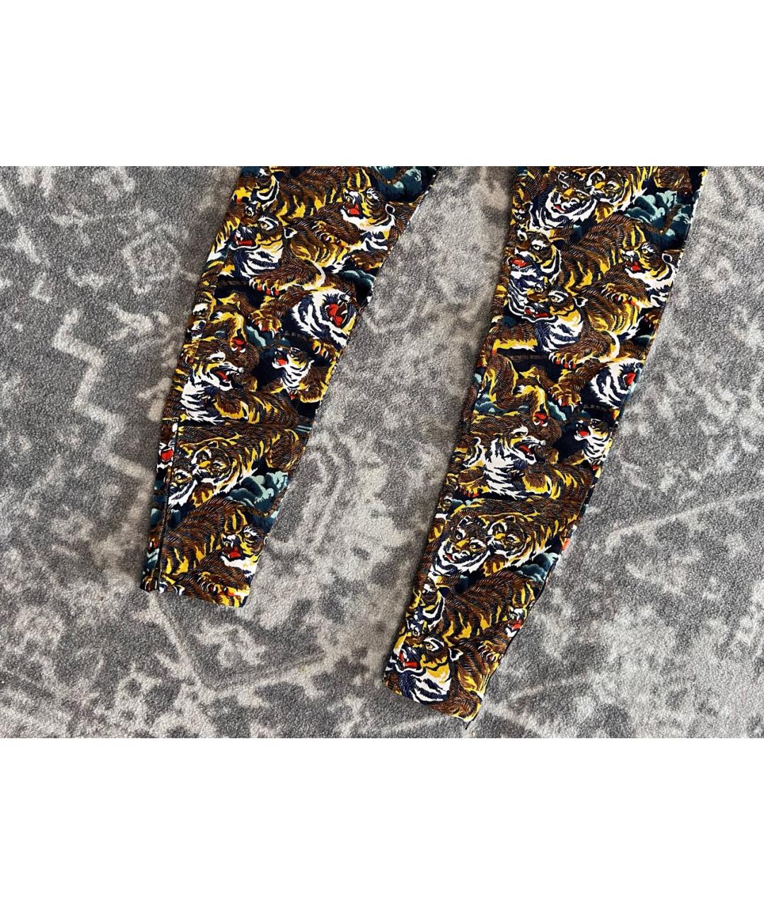 KENZO Желтые хлопковые брюки узкие, фото 3