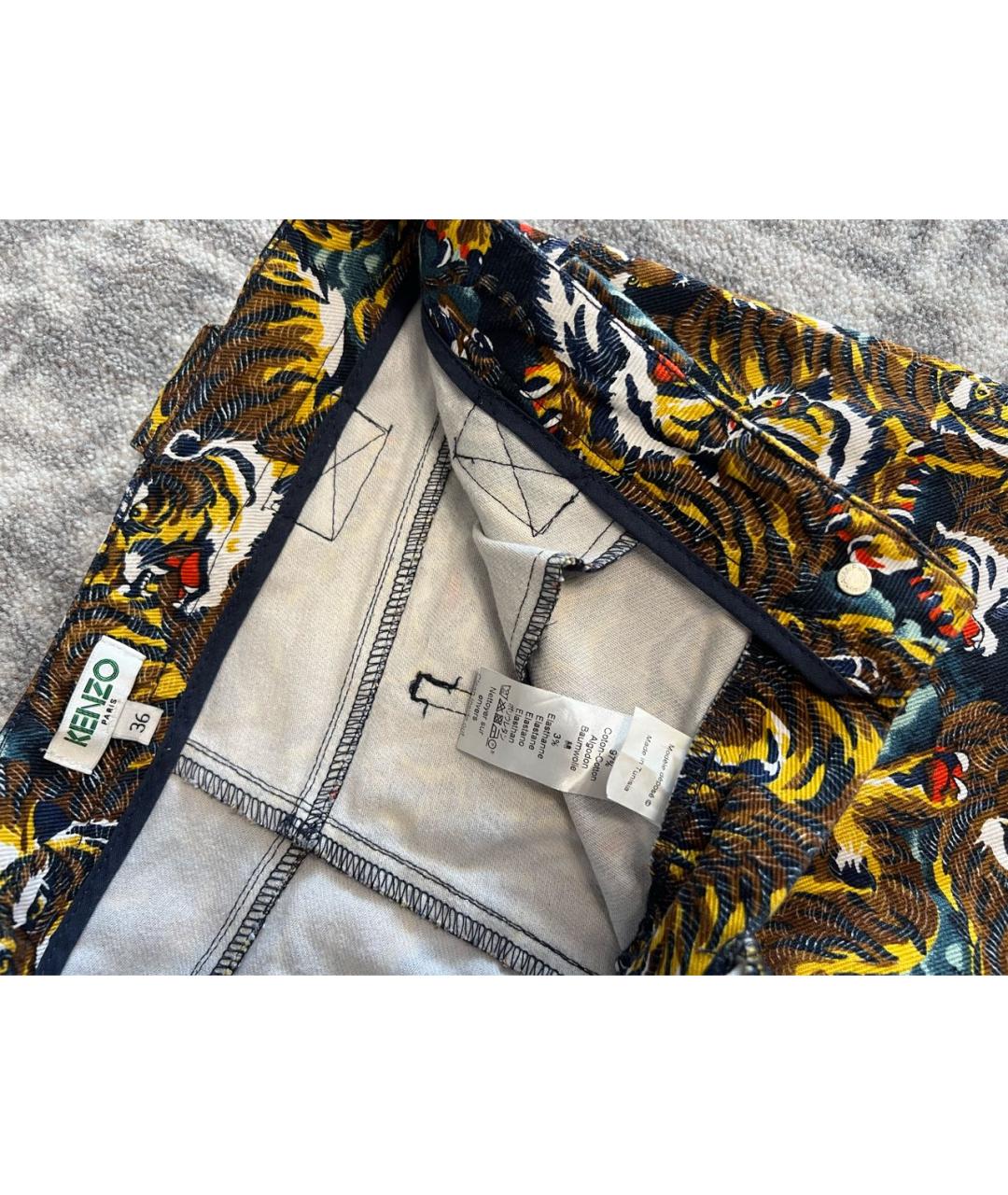 KENZO Желтые хлопковые брюки узкие, фото 4