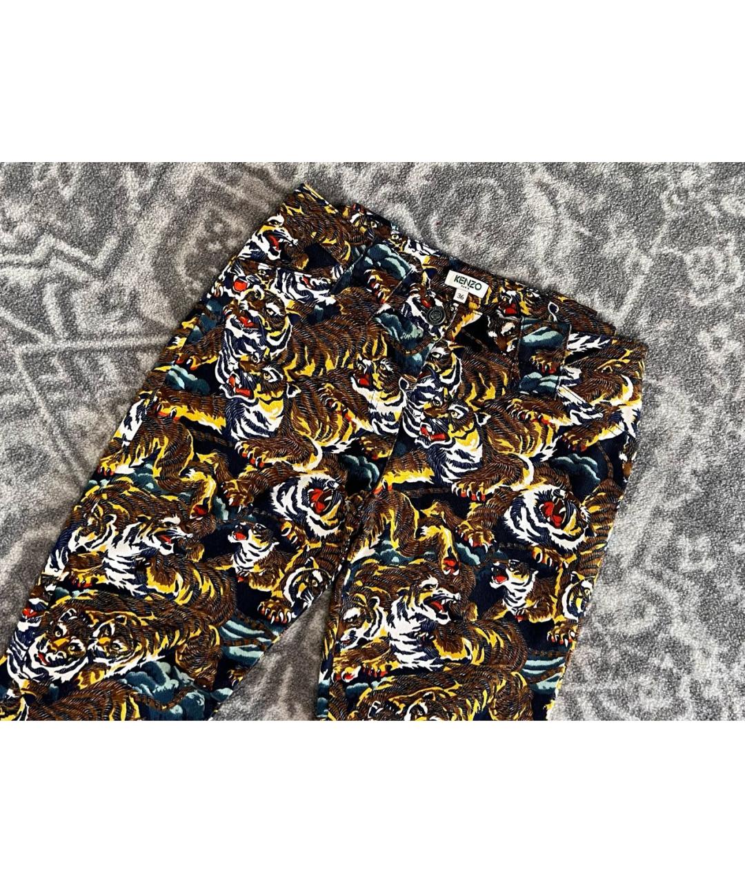KENZO Желтые хлопковые брюки узкие, фото 2