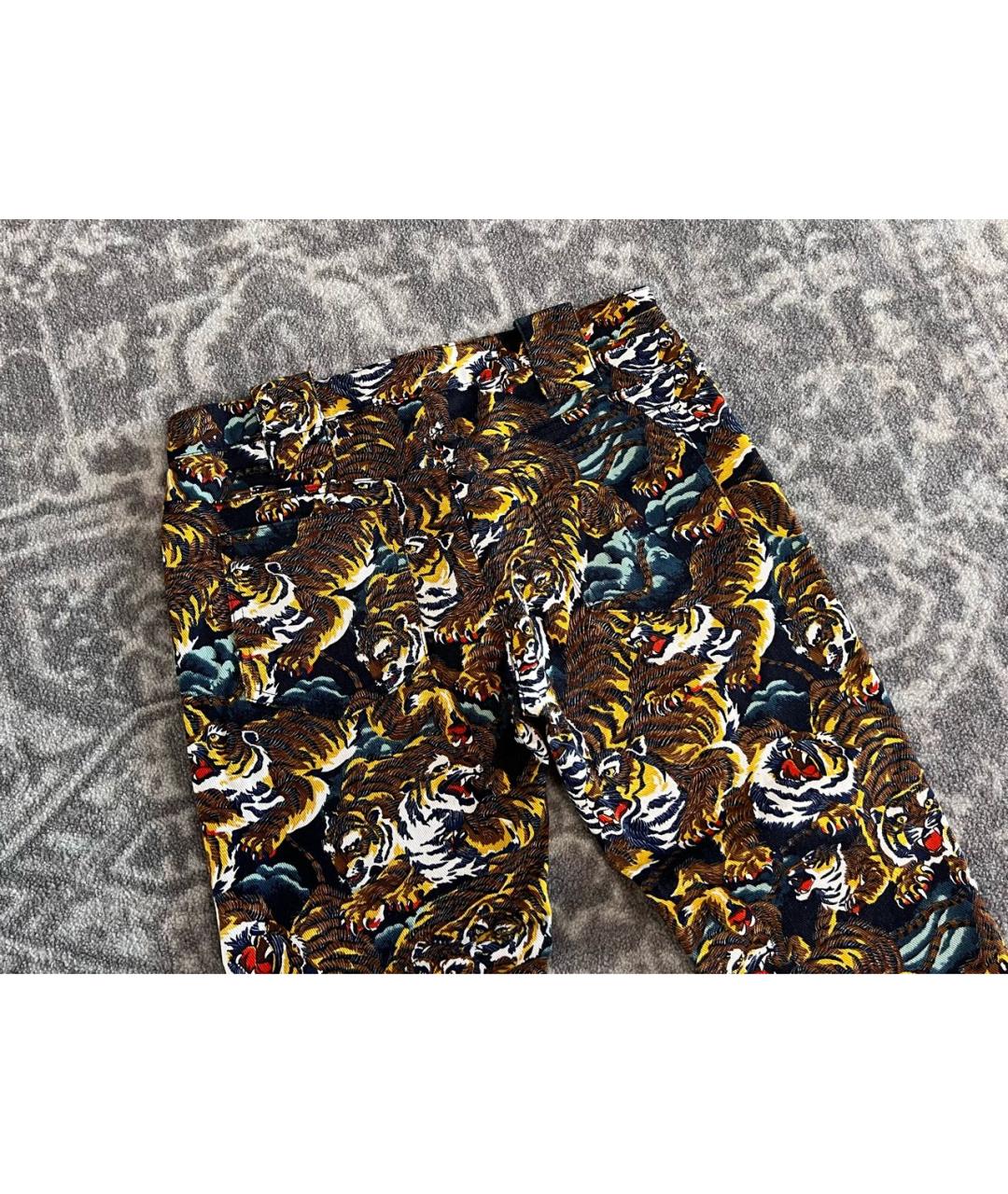 KENZO Желтые хлопковые брюки узкие, фото 6
