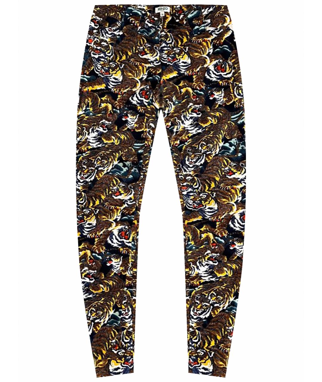 KENZO Желтые хлопковые брюки узкие, фото 1