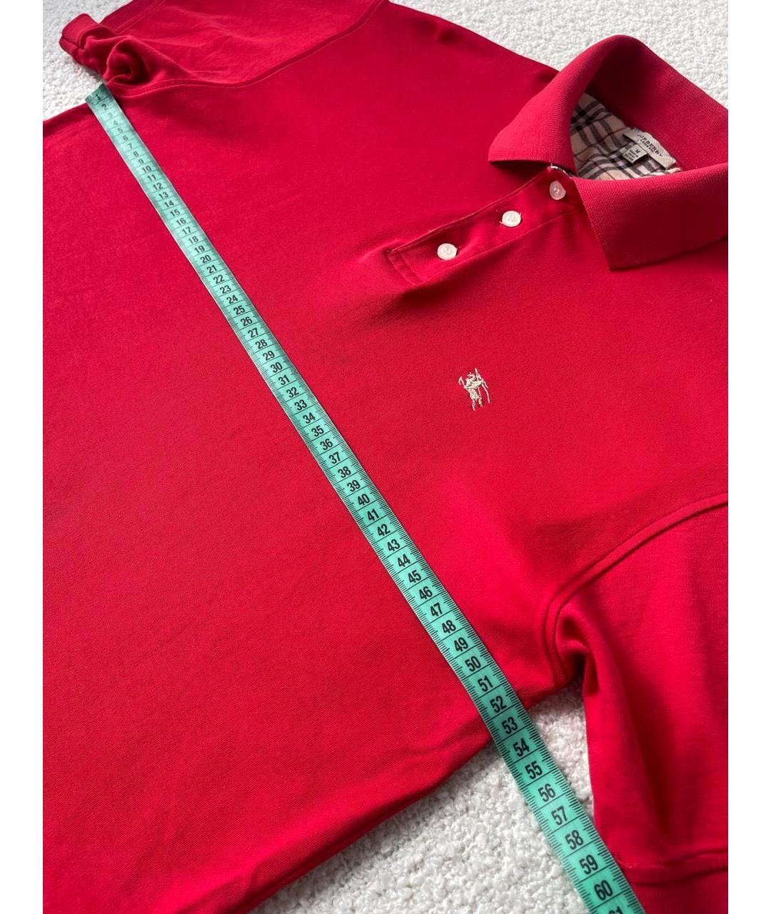 BURBERRY Красное хлопковое поло с коротким рукавом, фото 4