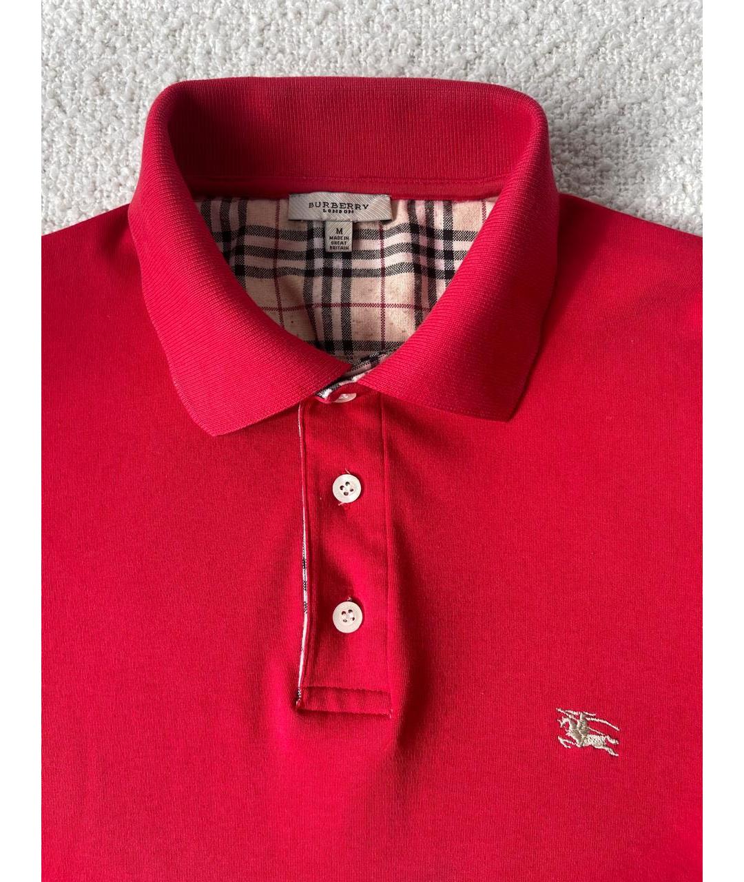 BURBERRY Красное хлопковое поло с коротким рукавом, фото 3