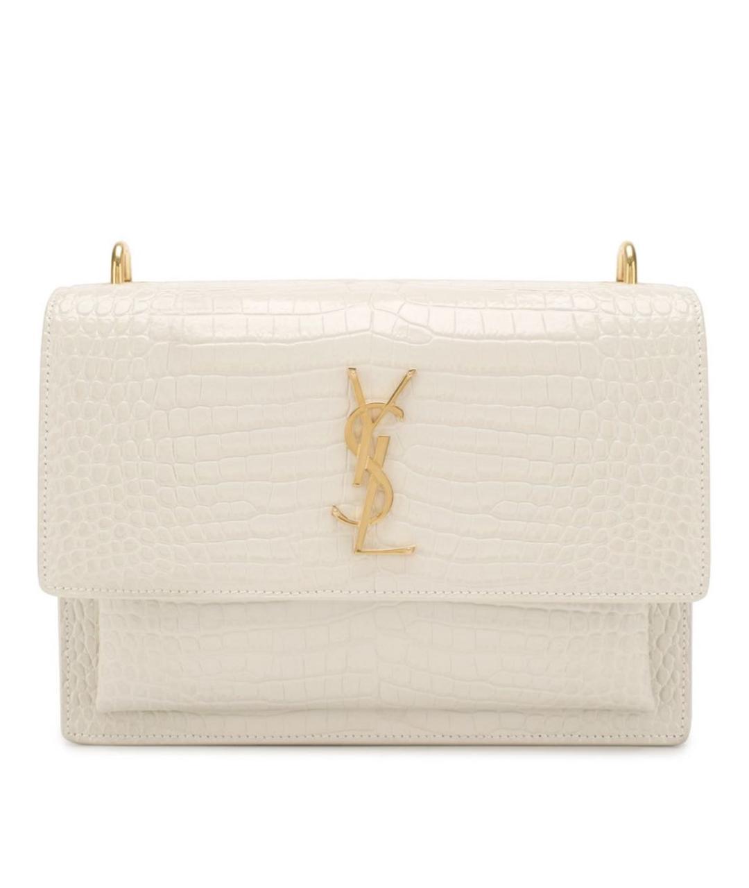 SAINT LAURENT Бежевая кожаная сумка через плечо, фото 5