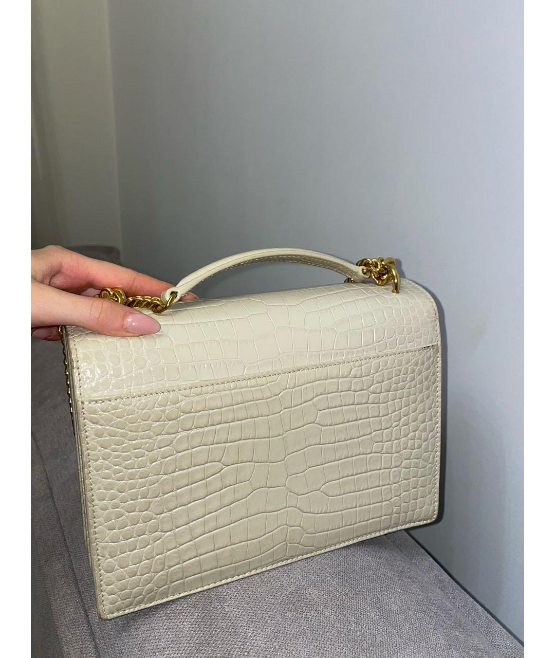 SAINT LAURENT Бежевая кожаная сумка через плечо, фото 8