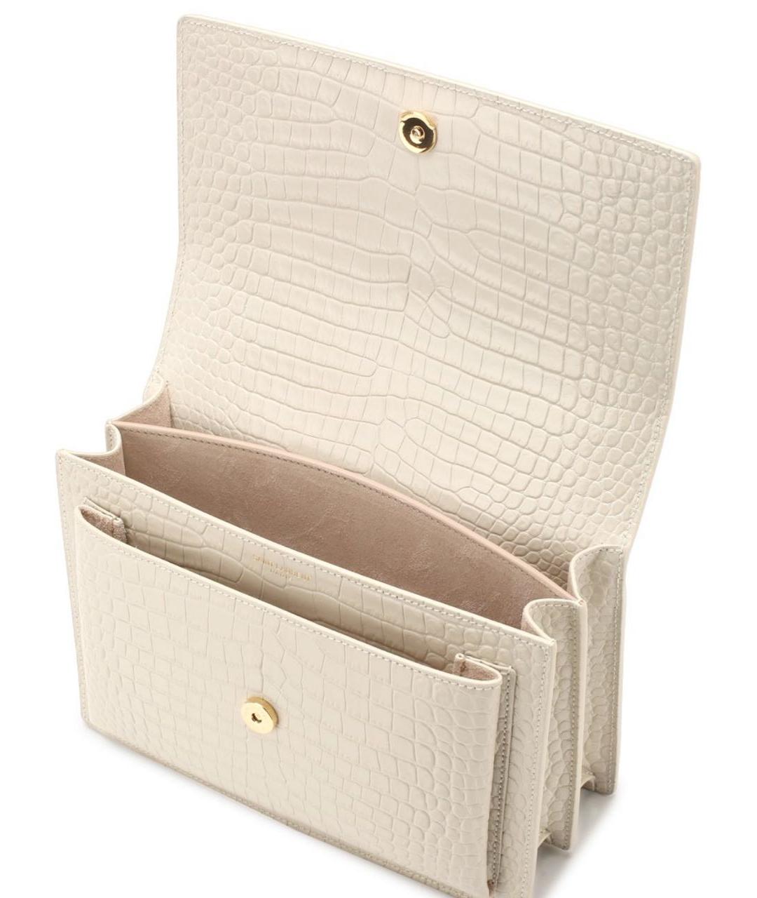 SAINT LAURENT Бежевая кожаная сумка через плечо, фото 4