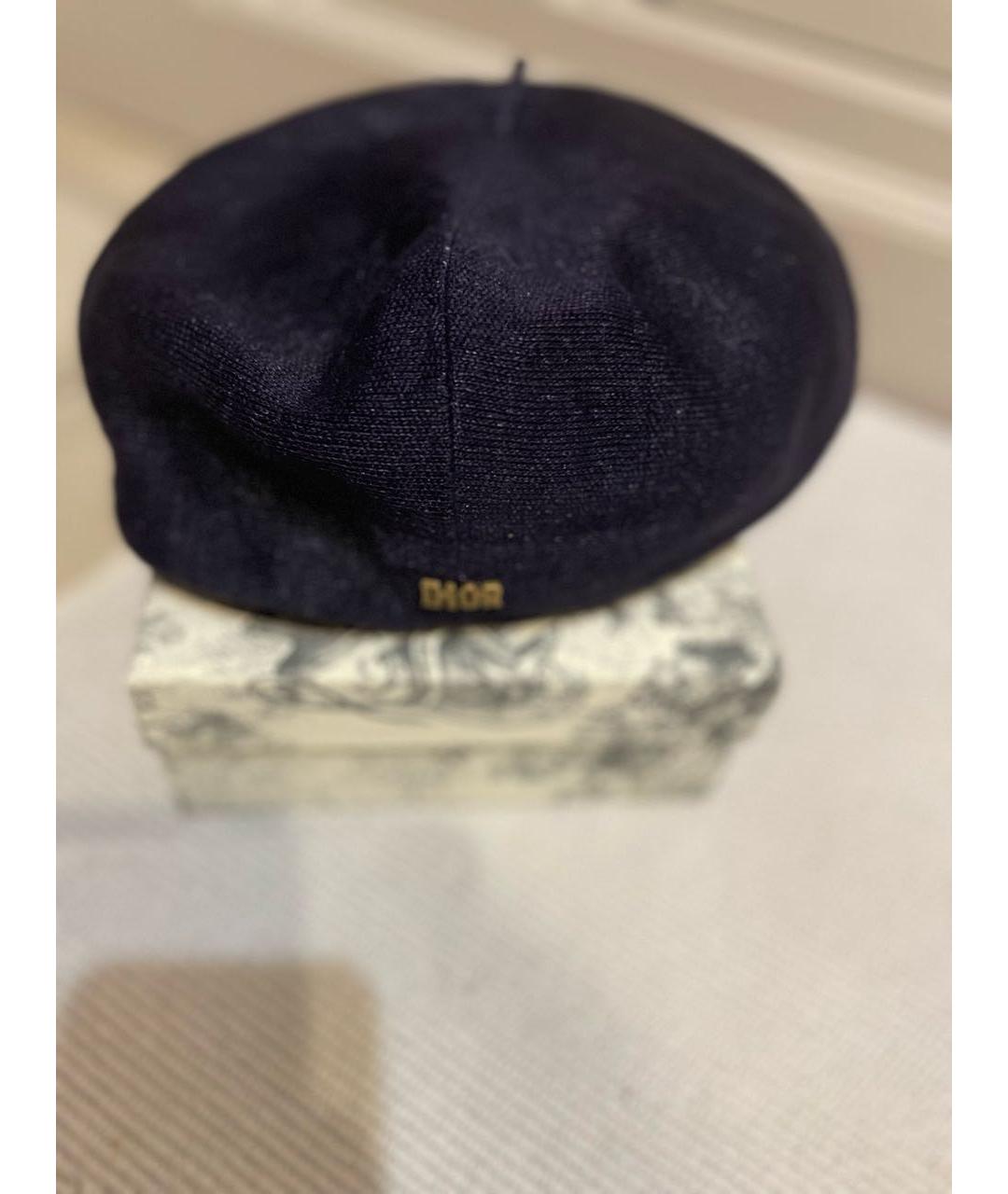 CHRISTIAN DIOR Темно-синяя льняная шапка, фото 2