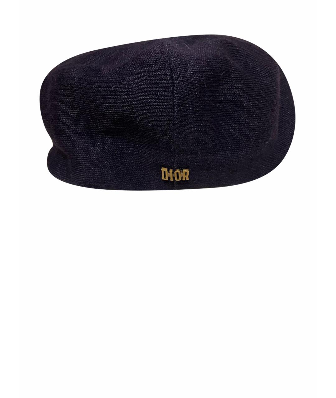 CHRISTIAN DIOR Темно-синяя льняная шапка, фото 1