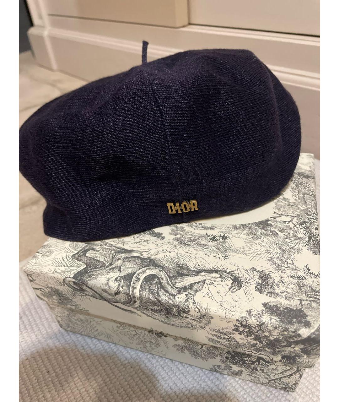 CHRISTIAN DIOR Темно-синяя льняная шапка, фото 5