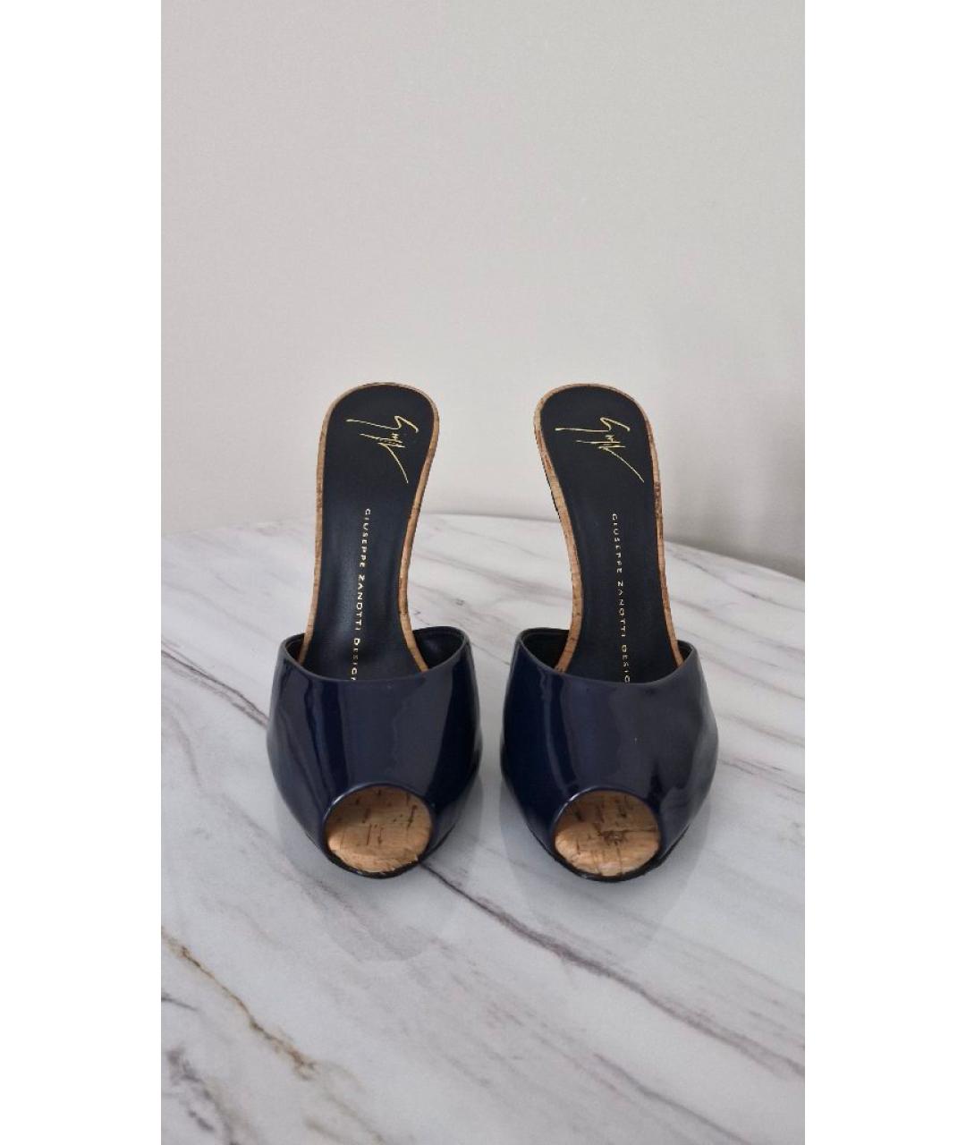 GIUSEPPE ZANOTTI DESIGN Темно-синие мюли из лакированной кожи, фото 2