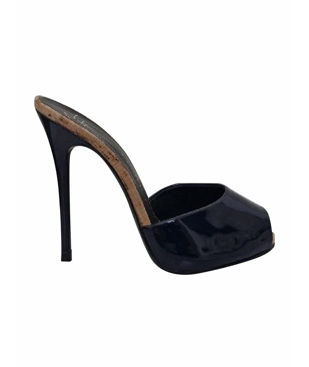 GIUSEPPE ZANOTTI DESIGN Темно-синие мюли из лакированной кожи, фото 1