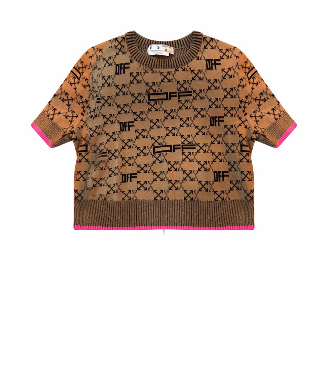 OFF-WHITE Коричневый хлопковый джемпер / свитер, фото 1