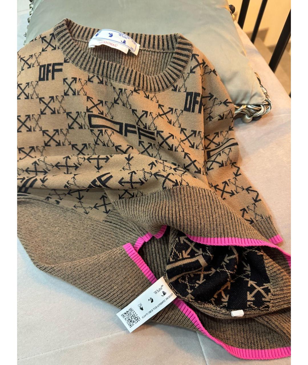 OFF-WHITE Коричневый хлопковый джемпер / свитер, фото 4