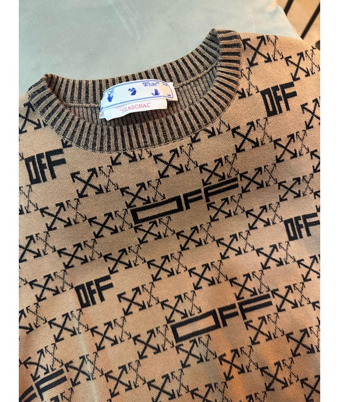 OFF-WHITE Коричневый хлопковый джемпер / свитер, фото 3