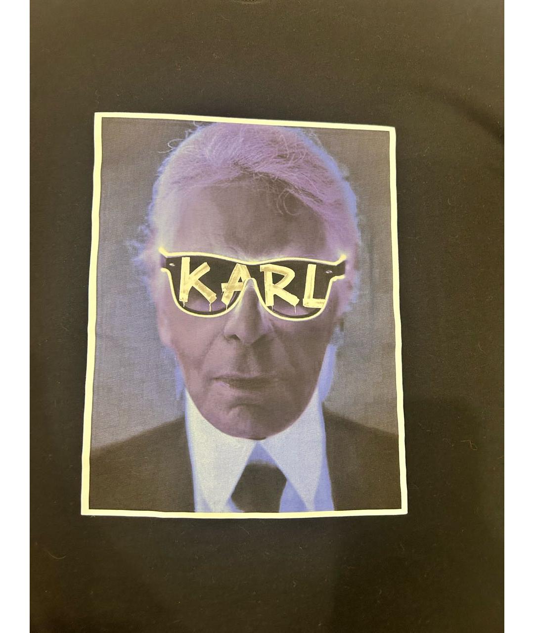 KARL LAGERFELD Черная хлопковая футболка, фото 2