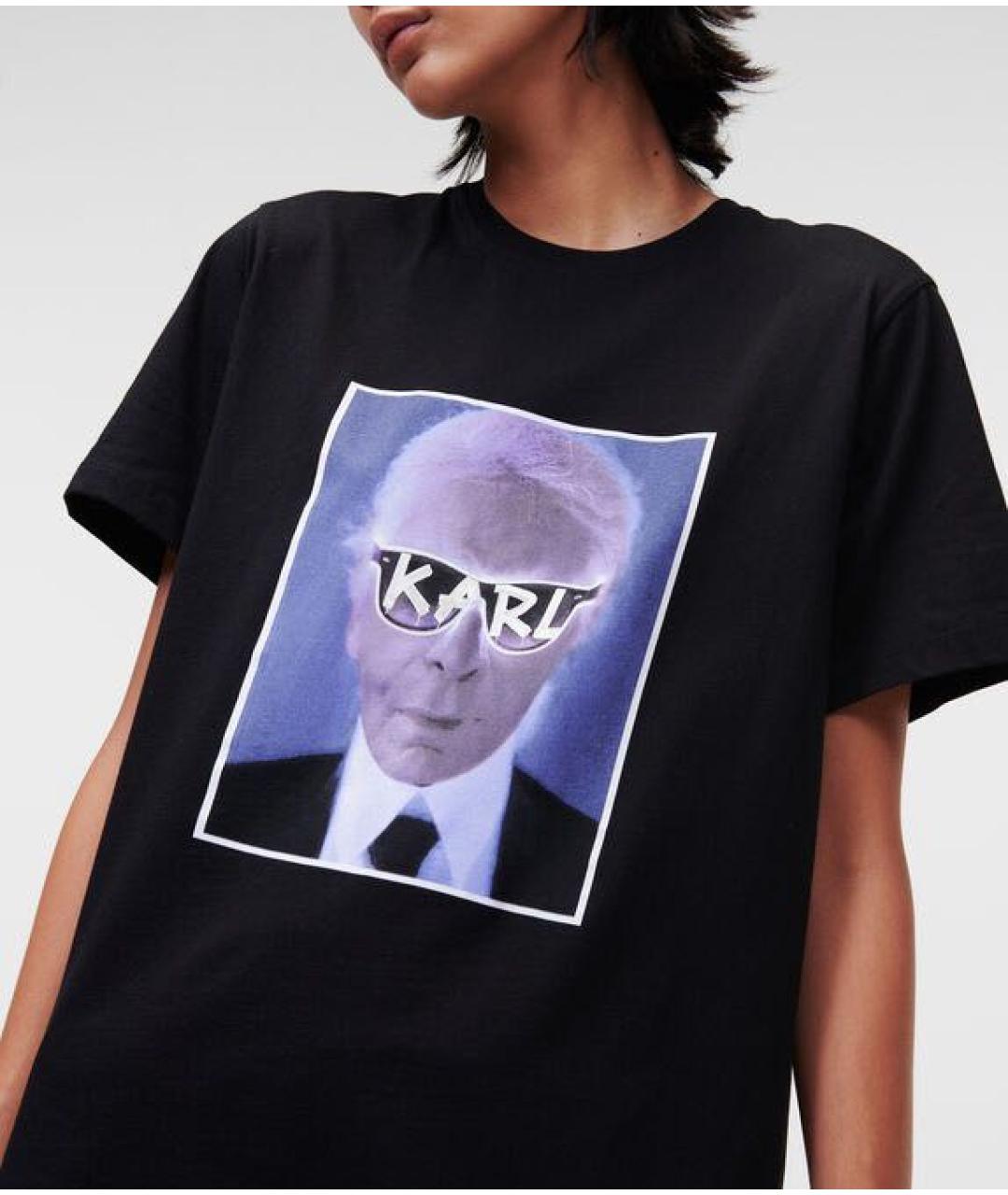 KARL LAGERFELD Черная хлопковая футболка, фото 3