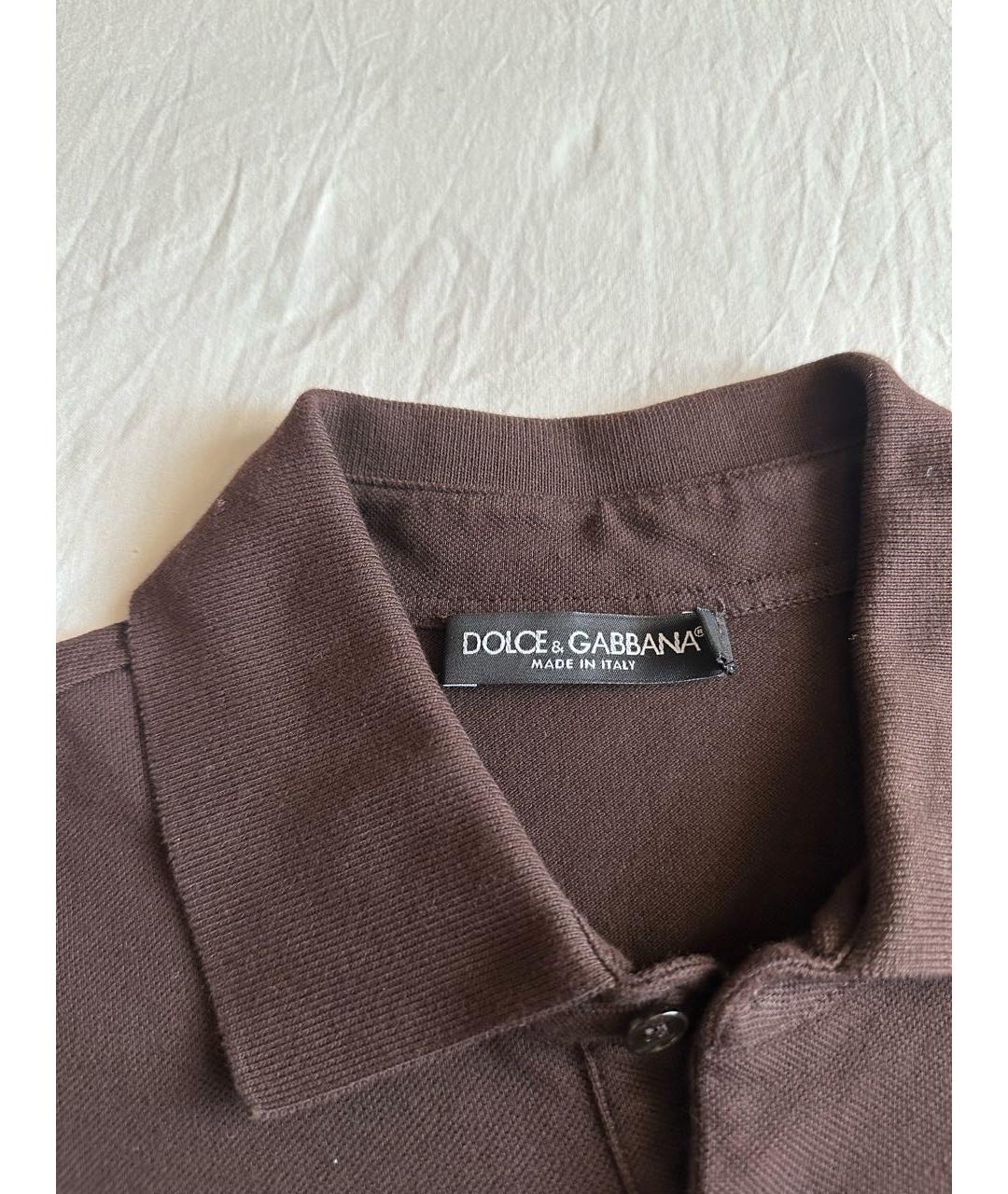 DOLCE&GABBANA Коричневое поло с коротким рукавом, фото 2