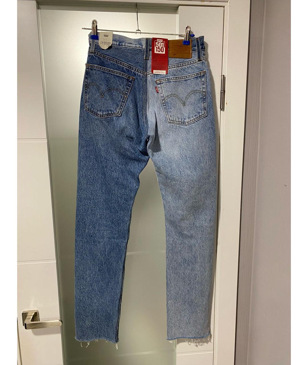LEVI'S Голубые хлопковые прямые джинсы, фото 2