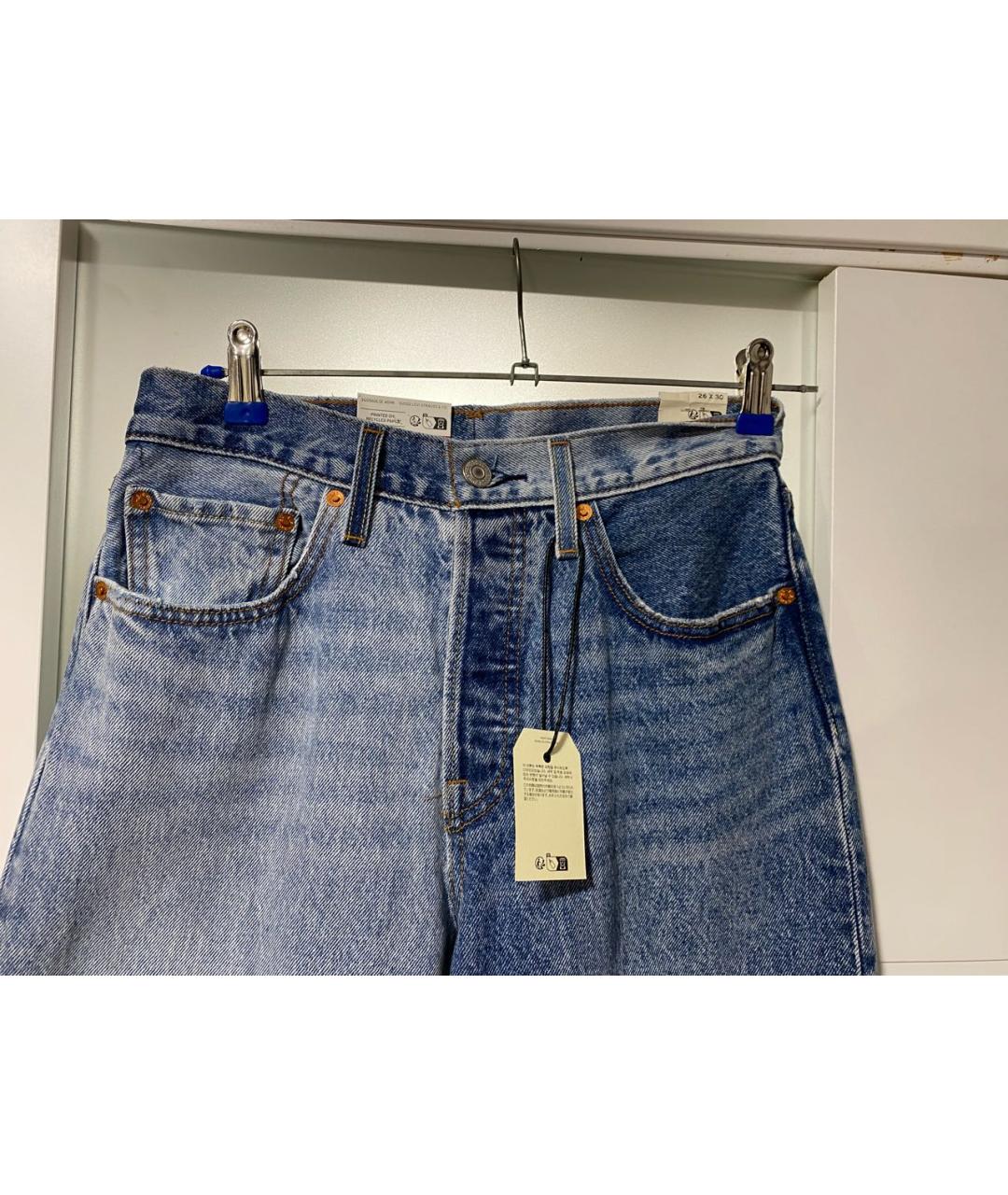 LEVI'S Голубые хлопковые прямые джинсы, фото 4