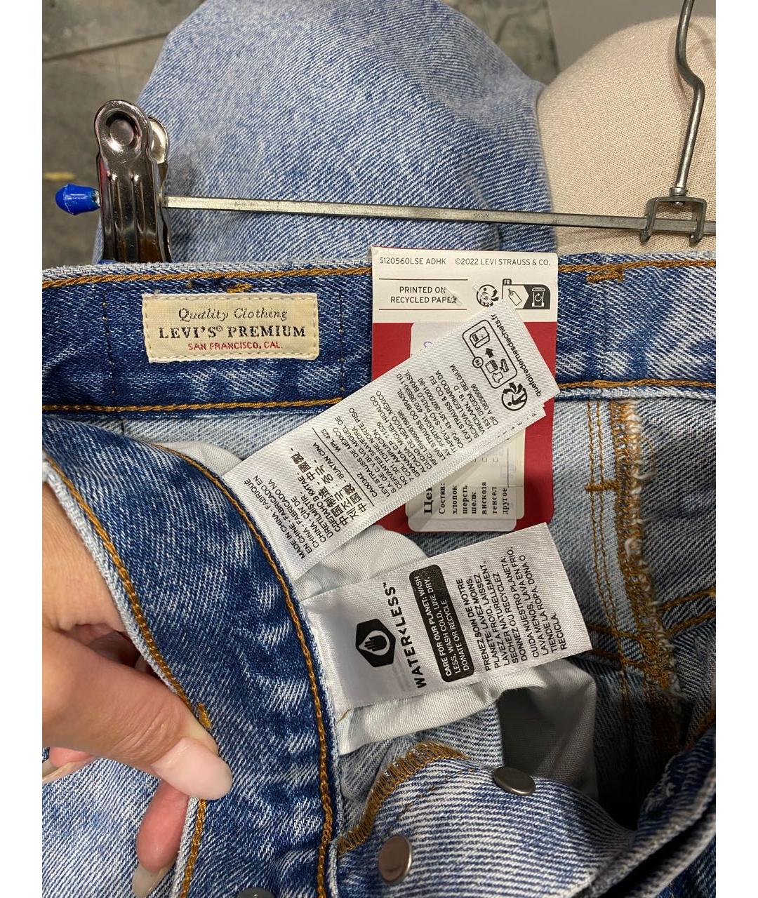 LEVI'S Голубые хлопковые прямые джинсы, фото 5