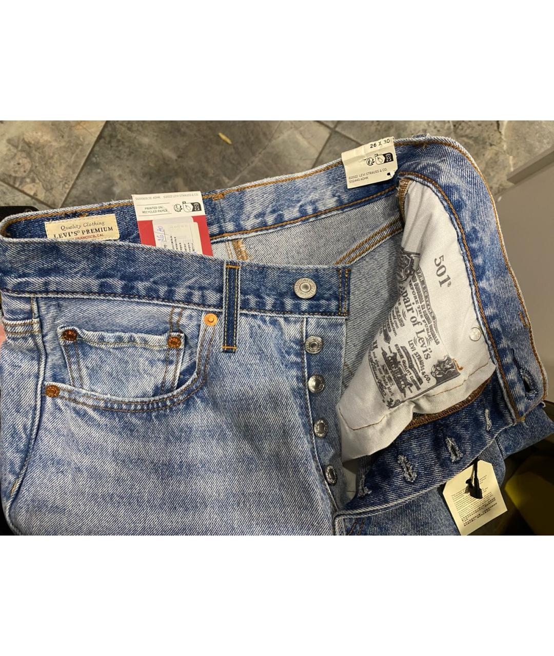 LEVI'S Голубые хлопковые прямые джинсы, фото 8