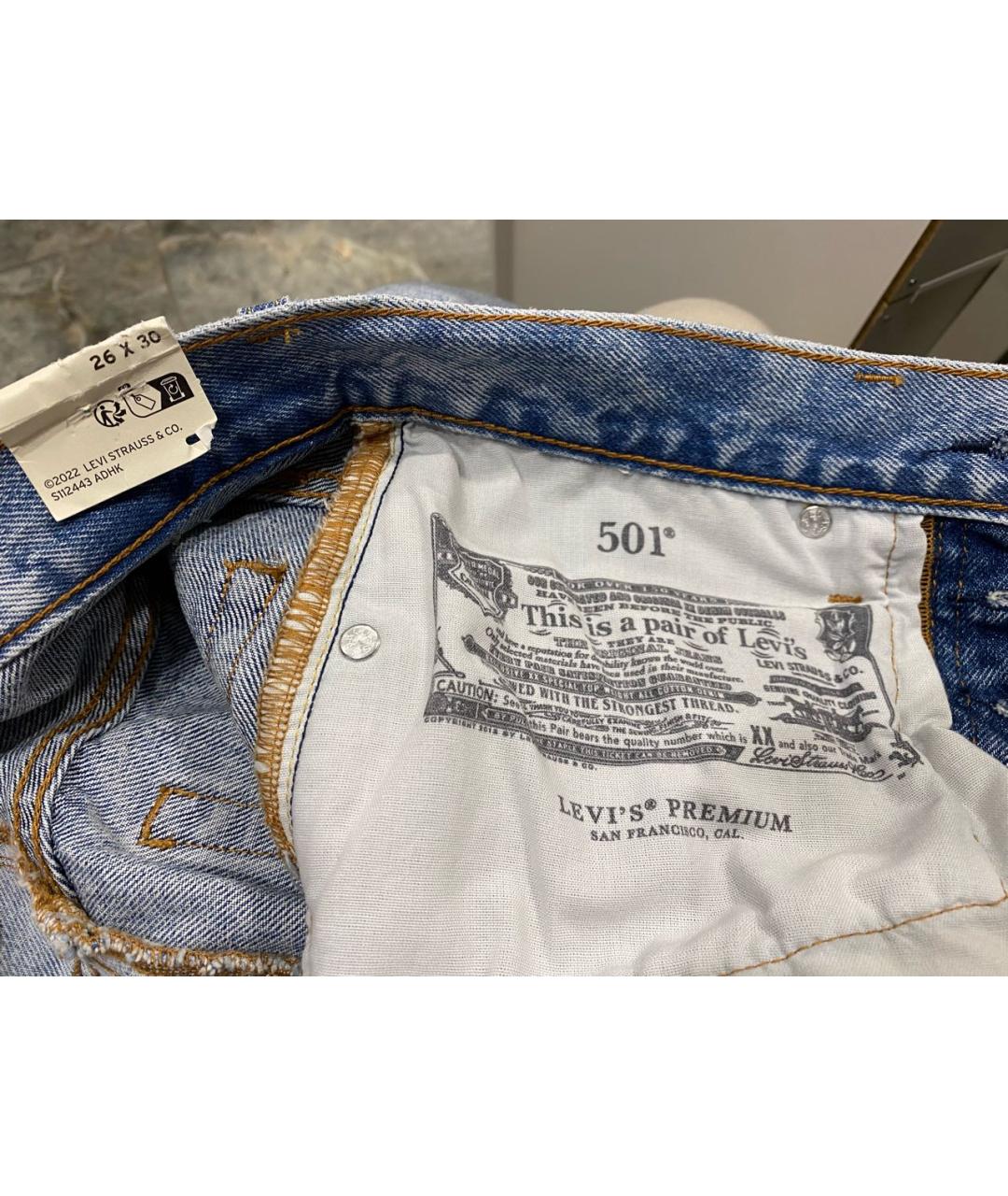 LEVI'S Голубые хлопковые прямые джинсы, фото 6
