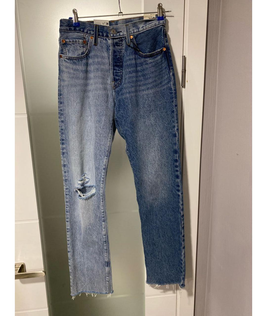 LEVI'S Голубые хлопковые прямые джинсы, фото 9