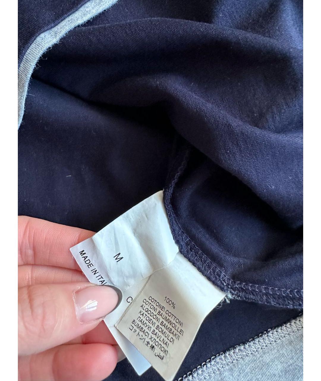 BRUNELLO CUCINELLI Темно-синяя хлопковая футболка, фото 4