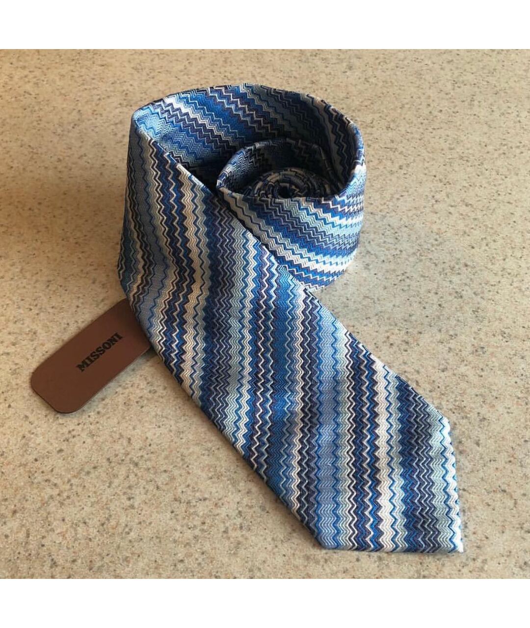 MISSONI Голубой шелковый галстук, фото 9