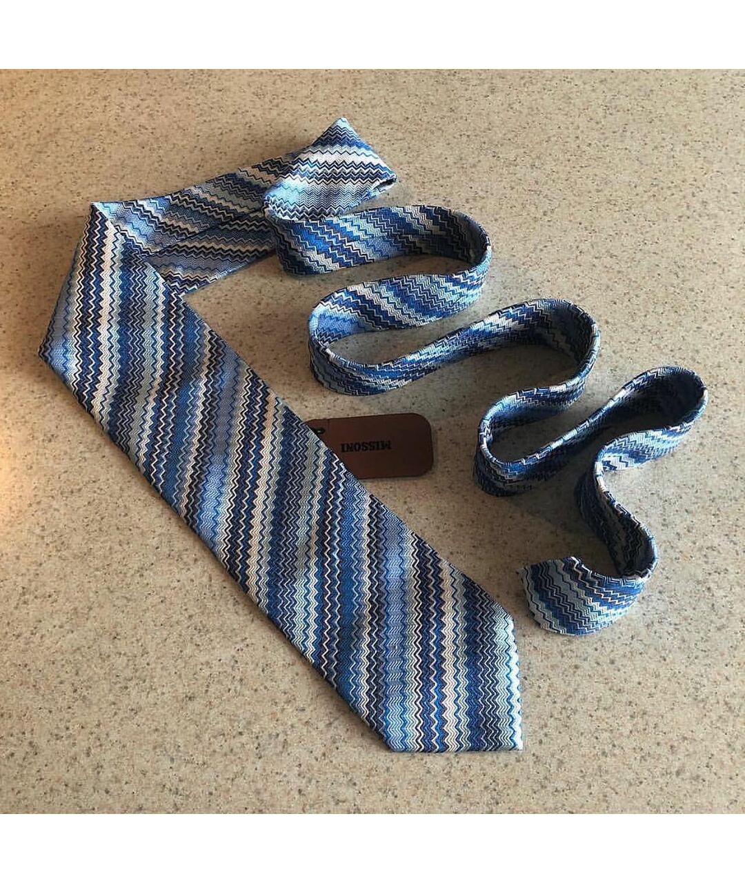 MISSONI Голубой шелковый галстук, фото 8