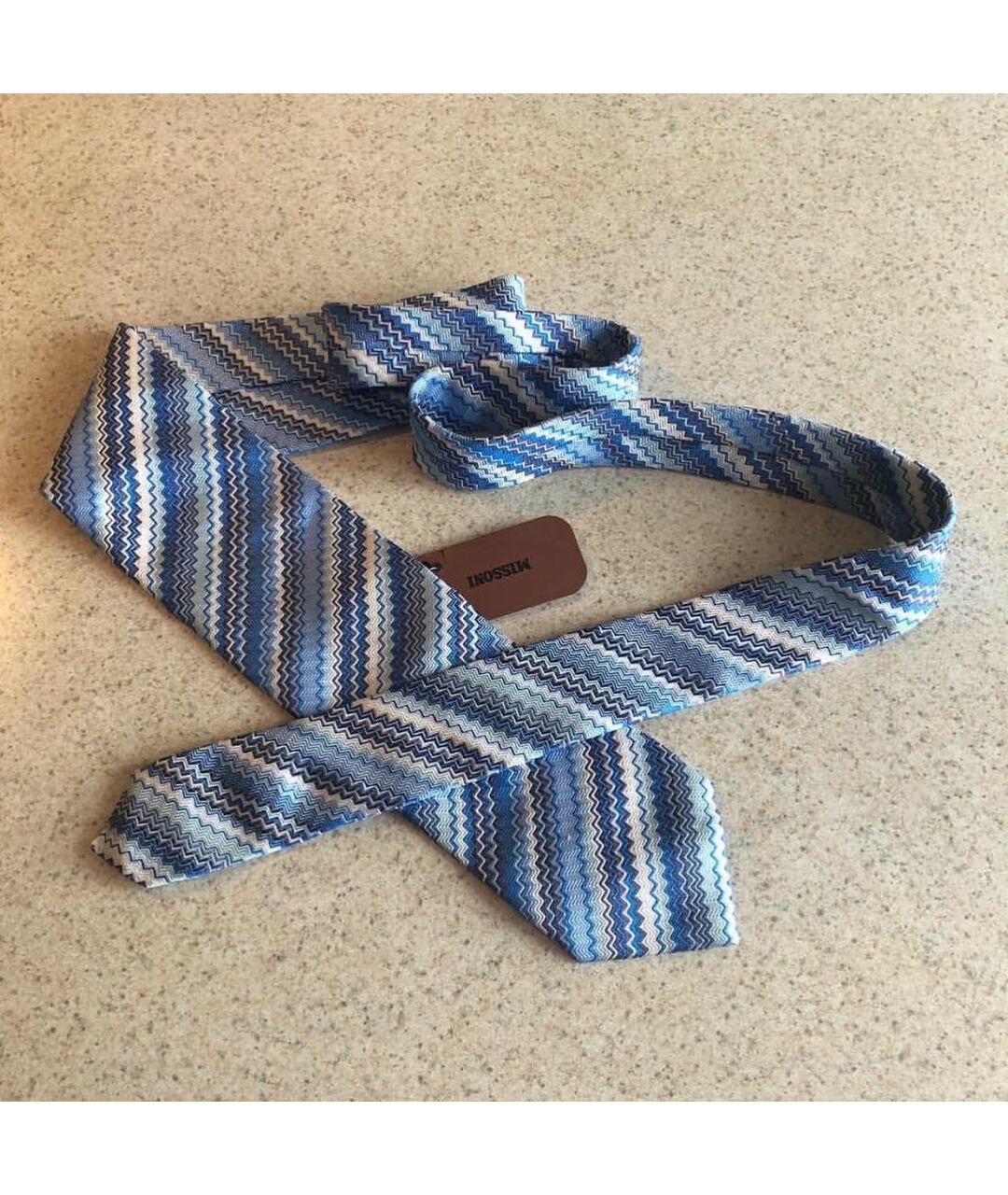 MISSONI Голубой шелковый галстук, фото 2