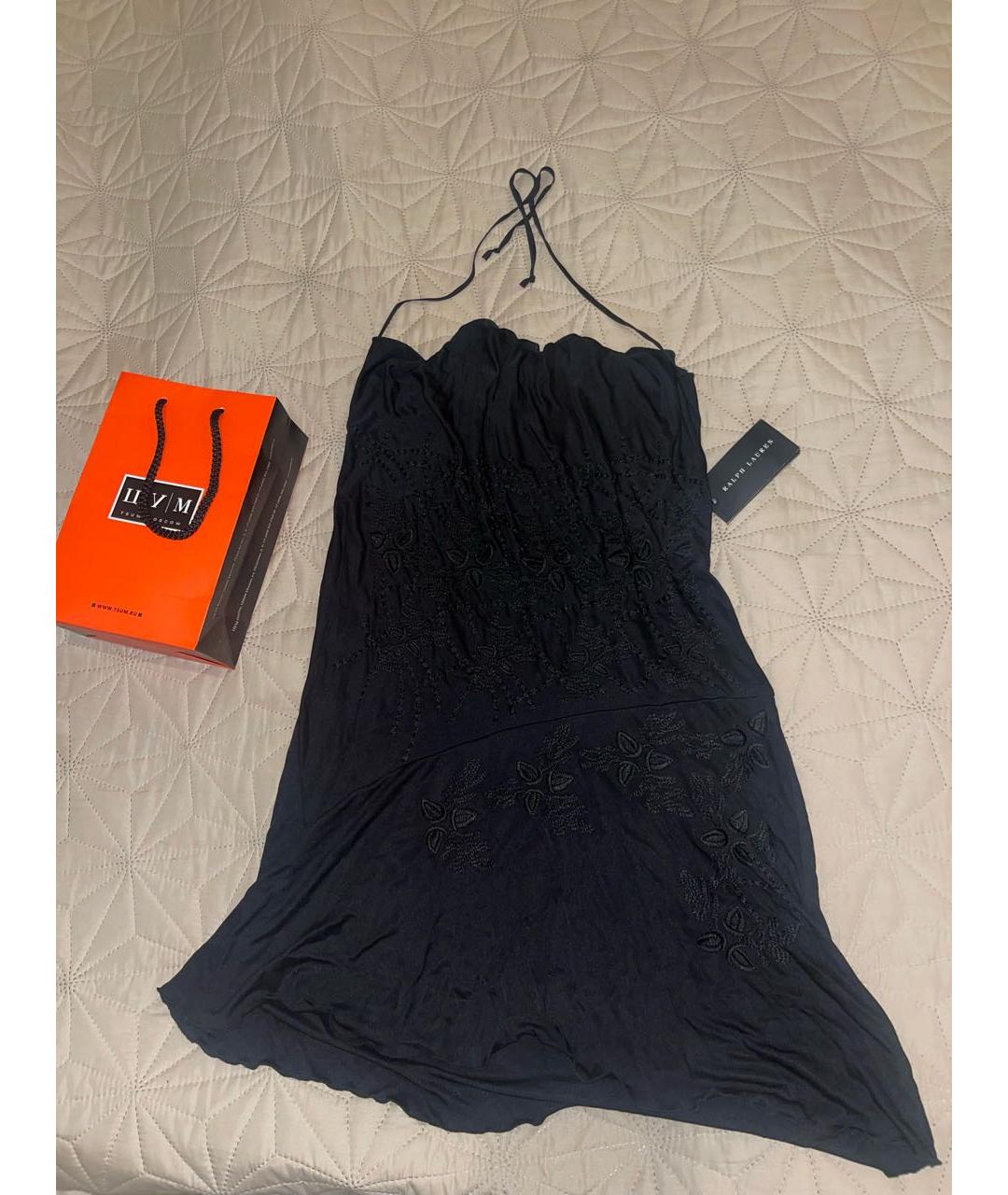 RALPH LAUREN Черное шелковое коктейльное платье, фото 5